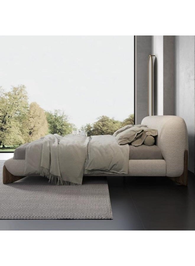 LUXURY LUXE Luxury Luxe Fleece Fabric Bed Frame with Upholstered Headboard - Solid Wood Structure, No Assembly Needed - Beige (W120xL200 to W200xL200 cm) (180 x 200 cm With Euro Pillow Top Mattress)  - Image 3