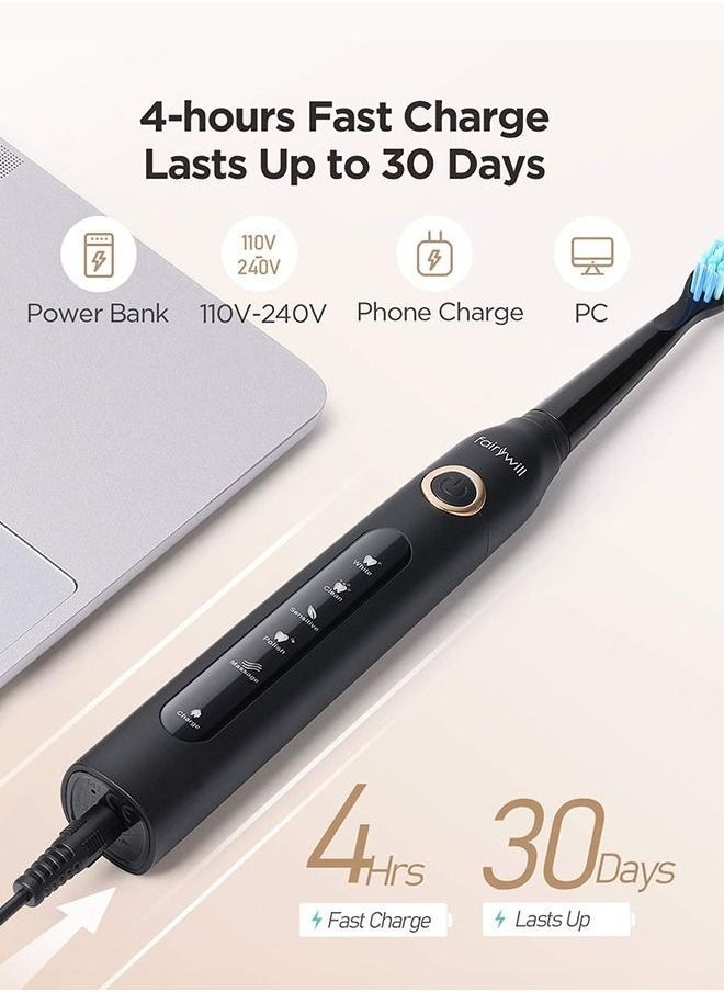 Fairywill Portable Cordless Water Flosser & Electric Toothbrush Combo Black - Image 4