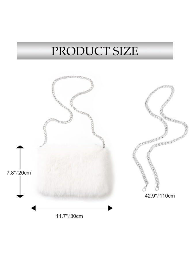 LA CARRIE Faux Fur Crossbody Bags for Women Shoulder Bag Purse Handbags Shoulder Strap(White) - Image 4