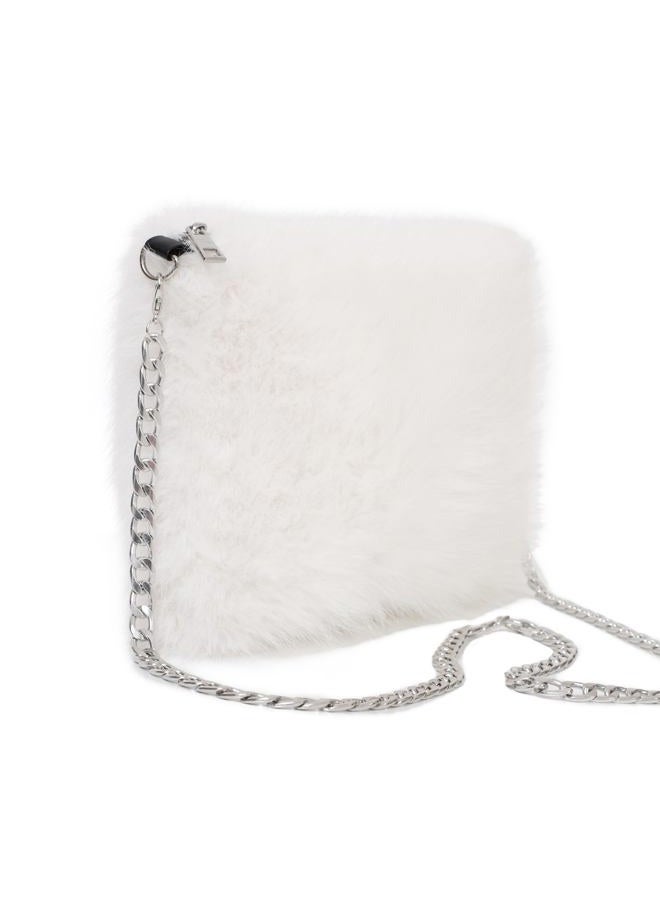 LA CARRIE Faux Fur Crossbody Bags for Women Shoulder Bag Purse Handbags Shoulder Strap(White) - Image 3