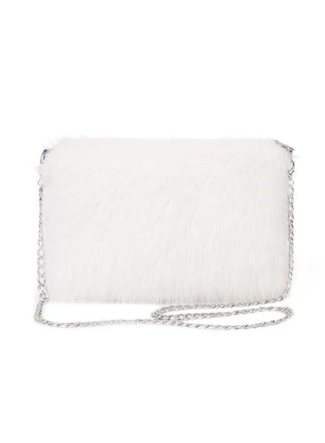 LA CARRIE Faux Fur Crossbody Bags for Women Shoulder Bag Purse Handbags Shoulder Strap(White) - Image 1