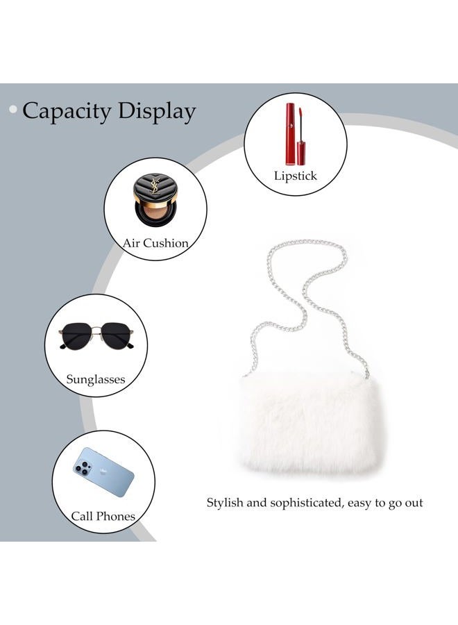 LA CARRIE Faux Fur Crossbody Bags for Women Shoulder Bag Purse Handbags Shoulder Strap(White) - Image 5
