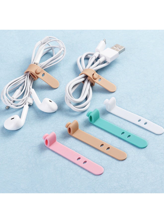 Loquat 2 Holes 3 Holes Data Cable Tie Earphone Bundle Storage Belt Silicone Tie Charging Cable Winding Cable Tie Cable Tape-Color:White (3 Holes 80mm Flat Buckle Head) - Image 3