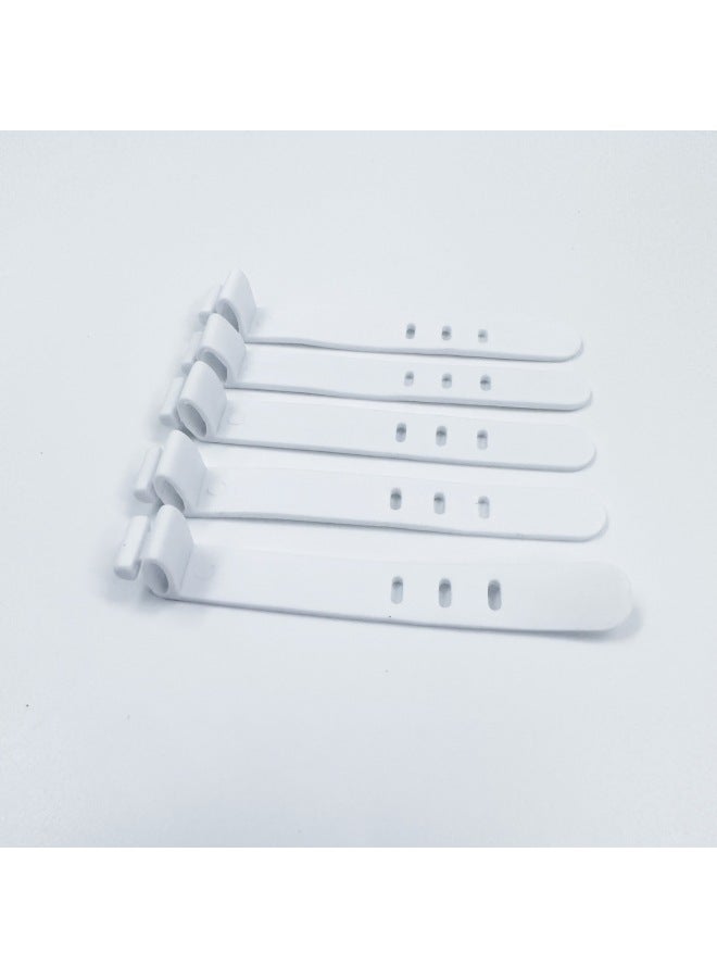 Loquat 2 Holes 3 Holes Data Cable Tie Earphone Bundle Storage Belt Silicone Tie Charging Cable Winding Cable Tie Cable Tape-Color:White (3 Holes 80mm Flat Buckle Head) - Image 1