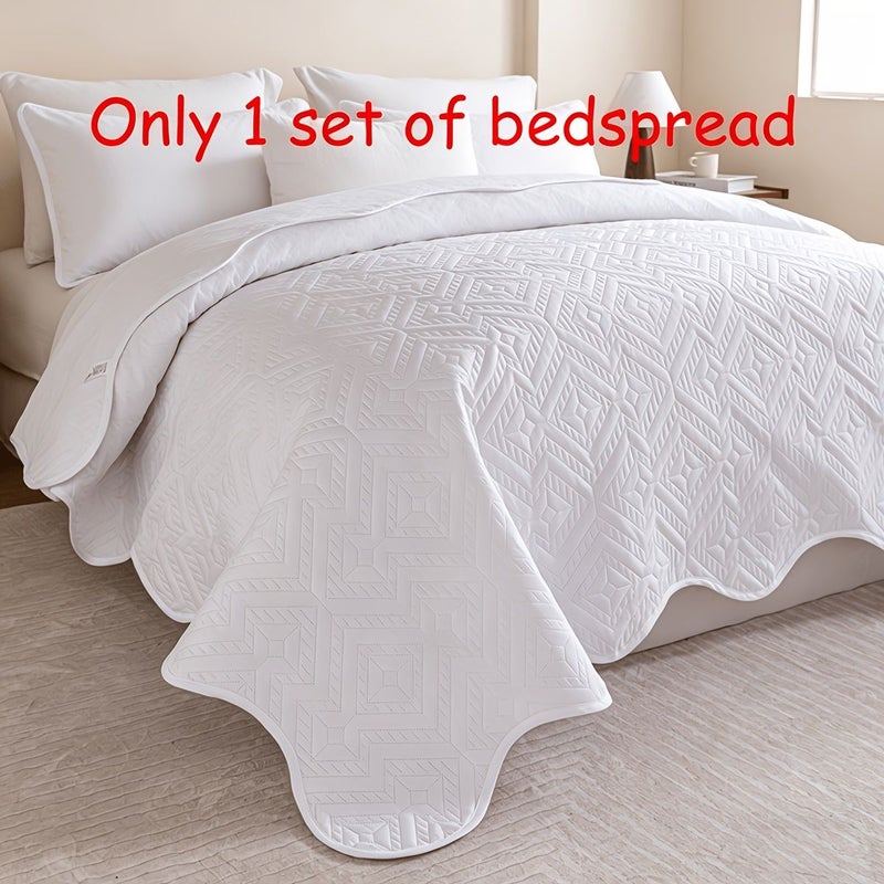 A Full Queen Size Single Bed Cover In White Easy Morandi Color Soft And Comfortable Machine Washable For All Seasons Home Use Or Holiday Gift - Image 1