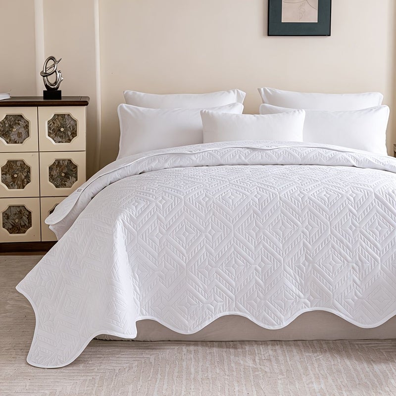 A Full Queen Size Single Bed Cover In White Easy Morandi Color Soft And Comfortable Machine Washable For All Seasons Home Use Or Holiday Gift - Image 5