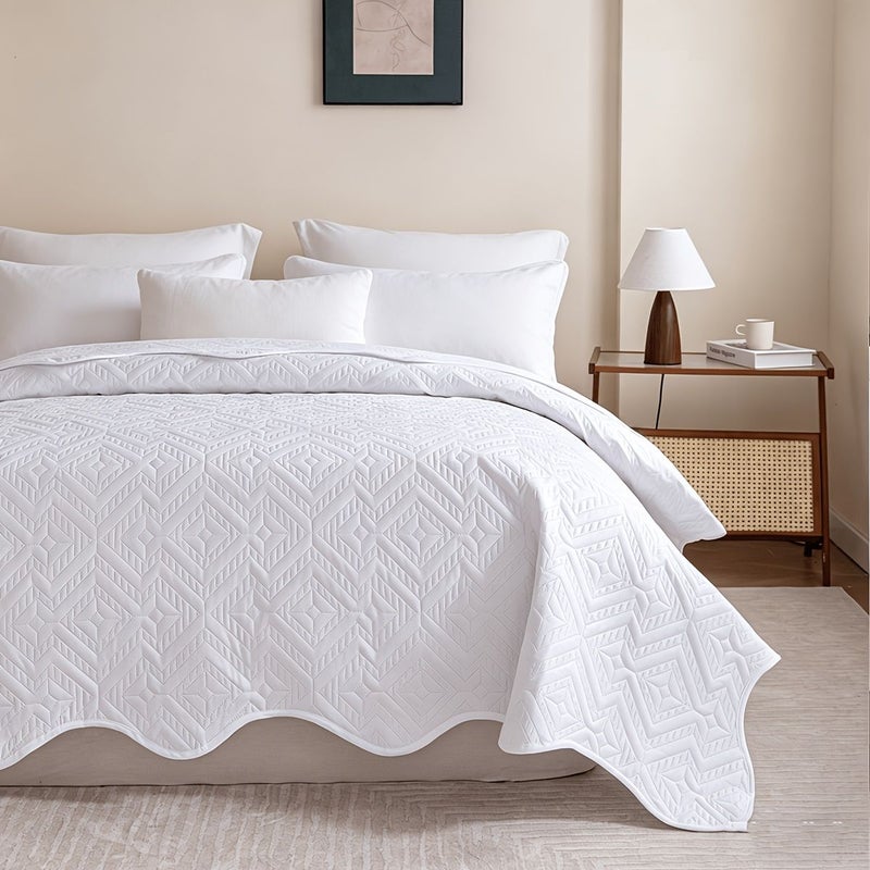A Full Queen Size Single Bed Cover In White Easy Morandi Color Soft And Comfortable Machine Washable For All Seasons Home Use Or Holiday Gift - Image 4
