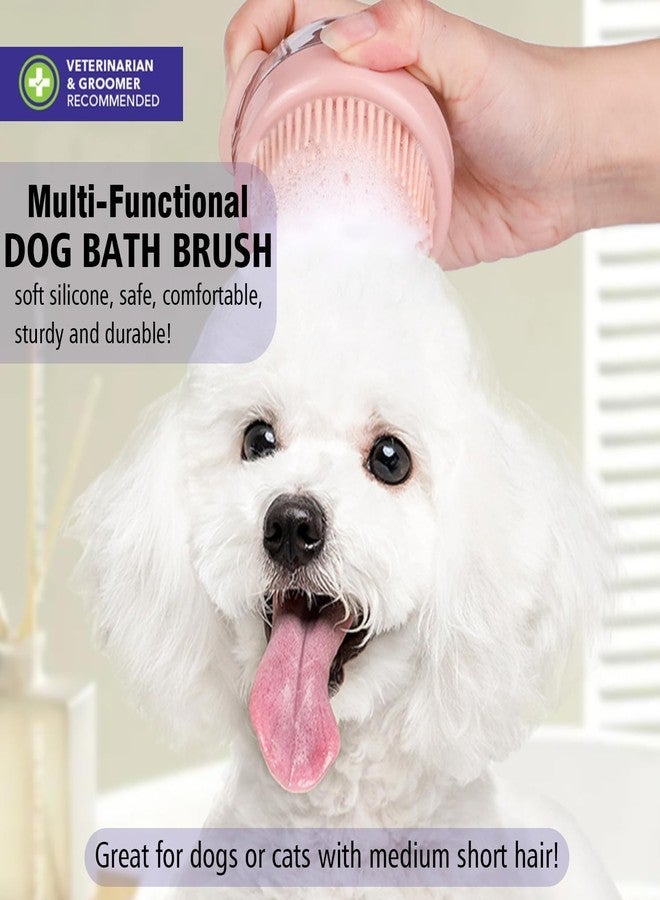 swenrix Dog Bath Scrubber Brush, 2 PCS Pet Dog Grooming Massage Shampoo Bath Brush with Soap and Shampoo Dispenser Soft Silicone Bristle for Long Short Haired Dogs Cats Shower - Image 5