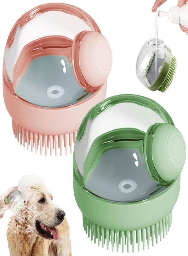 swenrix Dog Bath Scrubber Brush, 2 PCS Pet Dog Grooming Massage Shampoo Bath Brush with Soap and Shampoo Dispenser Soft Silicone Bristle for Long Short Haired Dogs Cats Shower - Image 1