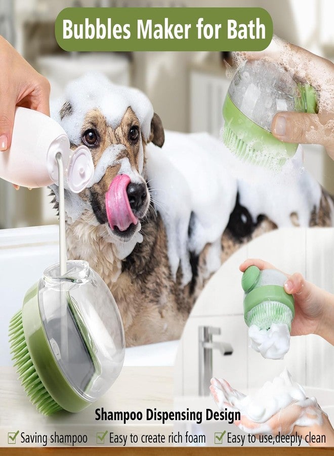 swenrix Dog Bath Scrubber Brush, 2 PCS Pet Dog Grooming Massage Shampoo Bath Brush with Soap and Shampoo Dispenser Soft Silicone Bristle for Long Short Haired Dogs Cats Shower - Image 4