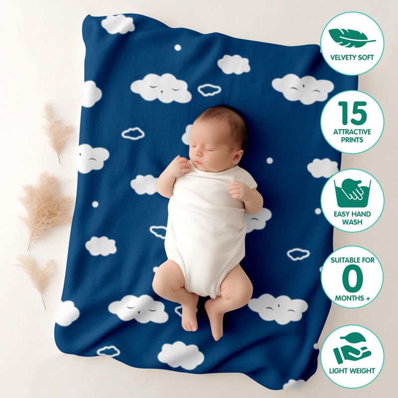 1ST STEP New Born Baby Blanket All Season Printed Single Super Soft Wrapper Sheet for AC Room for Baby Boys, Baby Girls, Babies (Cloud, 100 X 140 cms) - Image 3