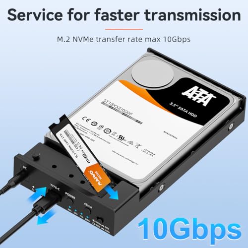 MAIWO USB C M.2 NVMe SSD Enclosure to 3.5'' 2.5'' SATA Enclosure with Offline Clone, USB 3.2 GEN 2 10Gbps Dual Bay External Hard Drive Enclosure Duplicator Standalone Cloner - Image 5