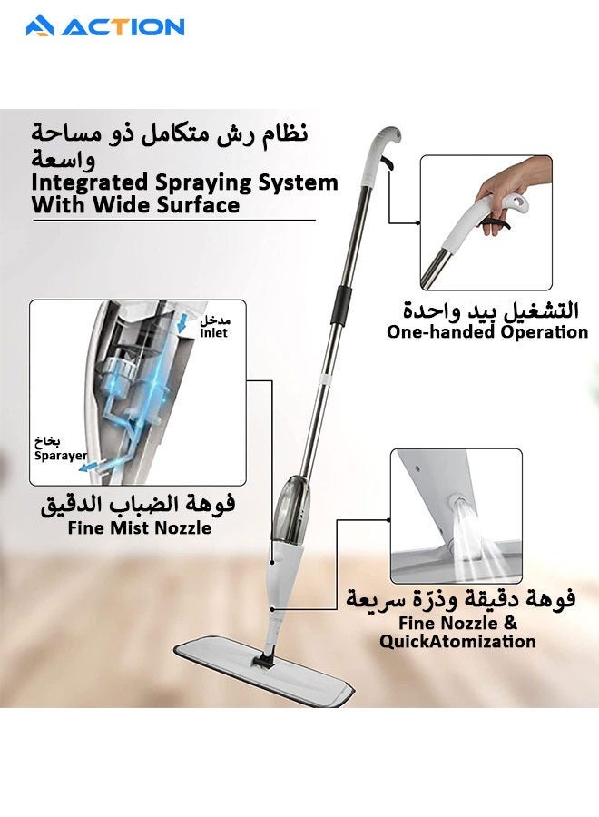 أكشن ممسحة رش الماء الفاخرة مع بخاخة دوارة 360 درجة، ممسحة محمولة قابلة للغسل، أدوات تنظيف الأرضيات المنزلية - Image 4