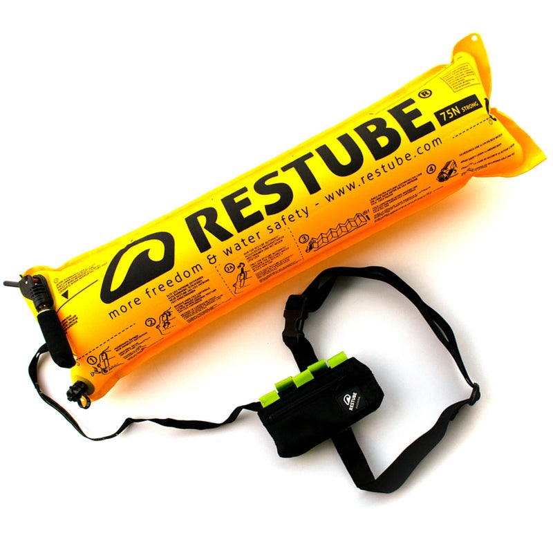 Restube Extreme Wild Swimming Safety Buoy for Use in Rough Conditions - Open Water Buoyancy Aid for Swimmers, Surfers & Lifeguards - One-Pull Inflatable Mechanism with Whistle - Image 1