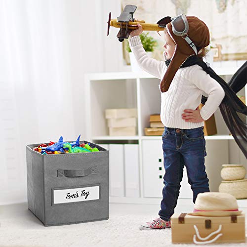 artsdi 11 Inch Storage Cube,Storage bin (Set of 10) Foldable Fabric Cube Storage Bins with 10 Labels Window Cards & a Pen,Baskets Containers for Shelves,Closet Organizers Box for Home & Office,Gray - Image 5