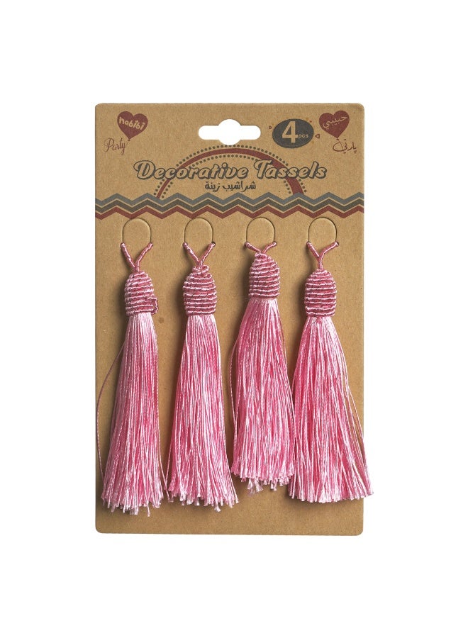 حبيبي بارتي مجموعة من 4 شرابات وردية، 14 سم، شرابات زخرفية يدوية الصنع مع حلقة تعليق، مثالية للفواصل المرجعية، وديكور المنزل، وقبعات التخرج، وصنع المجوهرات. - Image 2