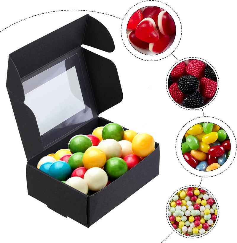 klarako 30 Pieces Mini Kraft Paper Box with Window Soap Packaging Boxes Present Packaging Box Treat Box for Homemade Soap Favor Treat Bakery Candy (Black, 3.5 x 2.4 x 1.2 Inch) - Image 5