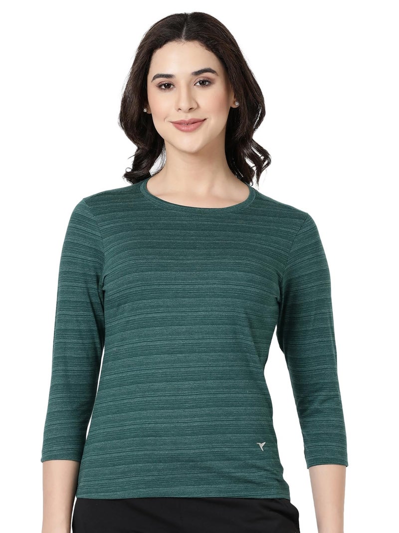 BLOSSOM Long Sleeve Tee|Buy 1 GET 1 Free|Women's Striped Melange Soft Cotton Full Sleeve T-Shirt Suitable for Casual and Everyday Wear - Image 4