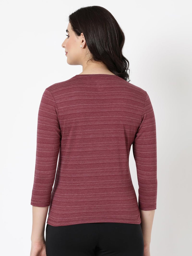 BLOSSOM Long Sleeve Tee|Buy 1 GET 1 Free|Women's Striped Melange Soft Cotton Full Sleeve T-Shirt Suitable for Casual and Everyday Wear - Image 3