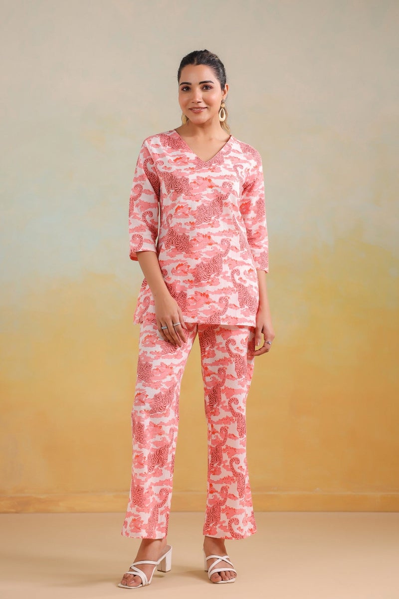 Label Flavia Pink Co-ords Set with Top and Trousers for Women - Image 1