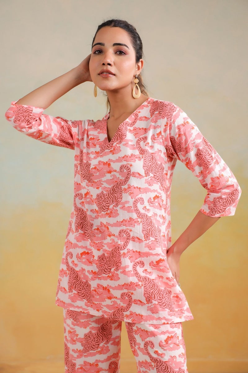 Label Flavia Pink Co-ords Set with Top and Trousers for Women - Image 3