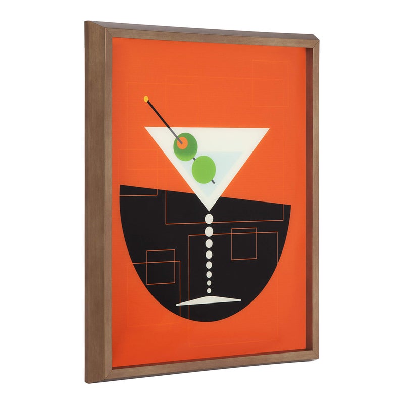 Kate and Laurel Kate and Laurel Blake Martini Framed Printed Glass Art by Amber Leaders Designs 16x20 Dark Gold Chic MidCentury Modern Decor