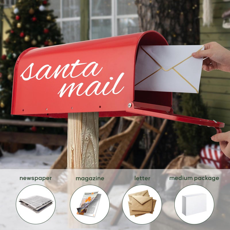 RAINHOL Metal Mailboxes for Outside Post Mount, Galvanized Steel Standard Mail Box, 20 x 8.9 x 6.7 inches, Medium Compacity, Red Mailbox - Image 2