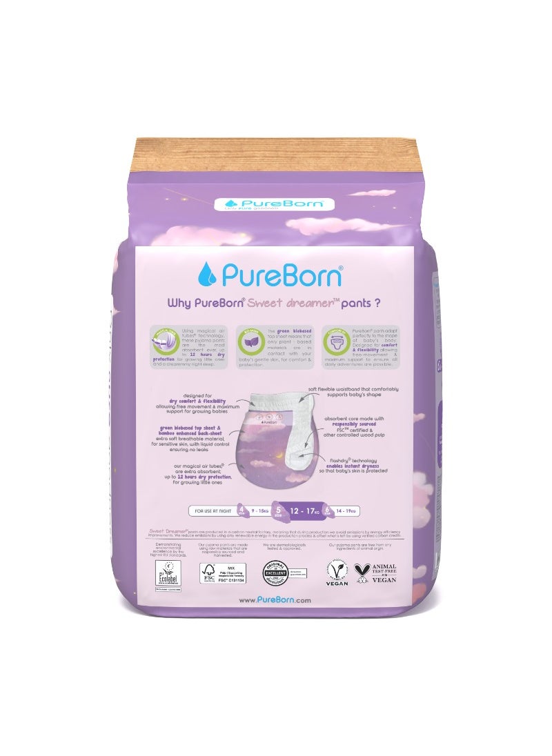 PureBorn - Natural Bio-Based Baby Night Training Pyjama Pants Size 5 Cloud Print - Image 1