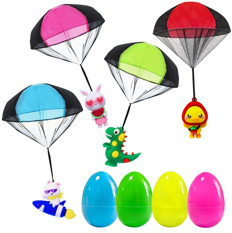 Dokeawo Easter Basket Stuffers Essentials for Teens Kids Easter Egg Fillers 4Pcs Prefilled Easter Eggs with Parachute Toys for Girls Boys Egg Hunt Prizes Party Favors Classroom Treasure Box Prizes Gifts - Image 3