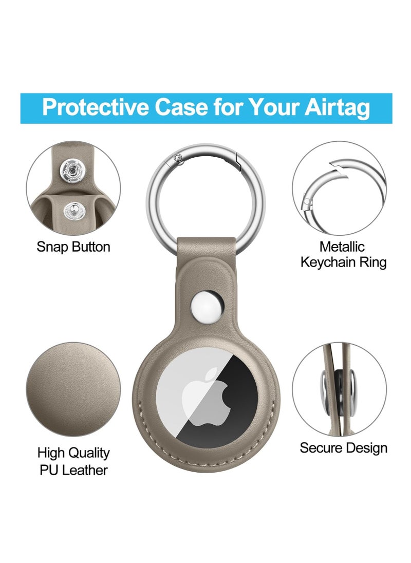 Generic Zoye Leather AirTag Holder - Leather Case for AirTag Keyring for Keys, Bags, Luggage, Pet Collars - Anti-Lost and Scratch-Resistant Design for Apple Air Tags 2021 (Gray)  - Image 4