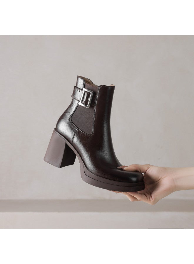 Amo Sleek Chelsea Boots 2025 New Belt Buckle Commuter Ankle Boots, Slimming And Versatile Work Boots - Image 2