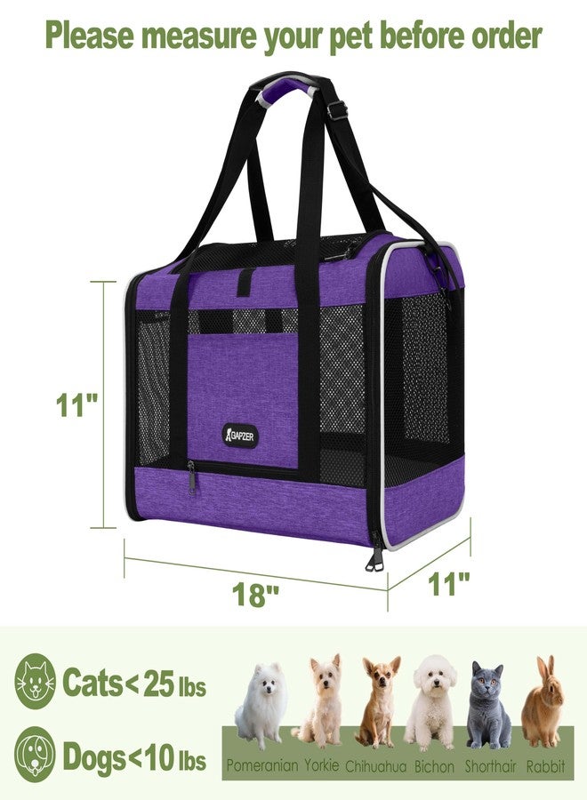GAPZER Per Carrier for Cat 18x11x11 Inch FAA Complaint, Kitten Taxi Top Load Soft Cloth Bag, Small Animal Portable in Cabin Crate Shih Tzu Dog Kennel Carry Case, 4-Sided-Ventilated Kitty Purse Purple - Image 2