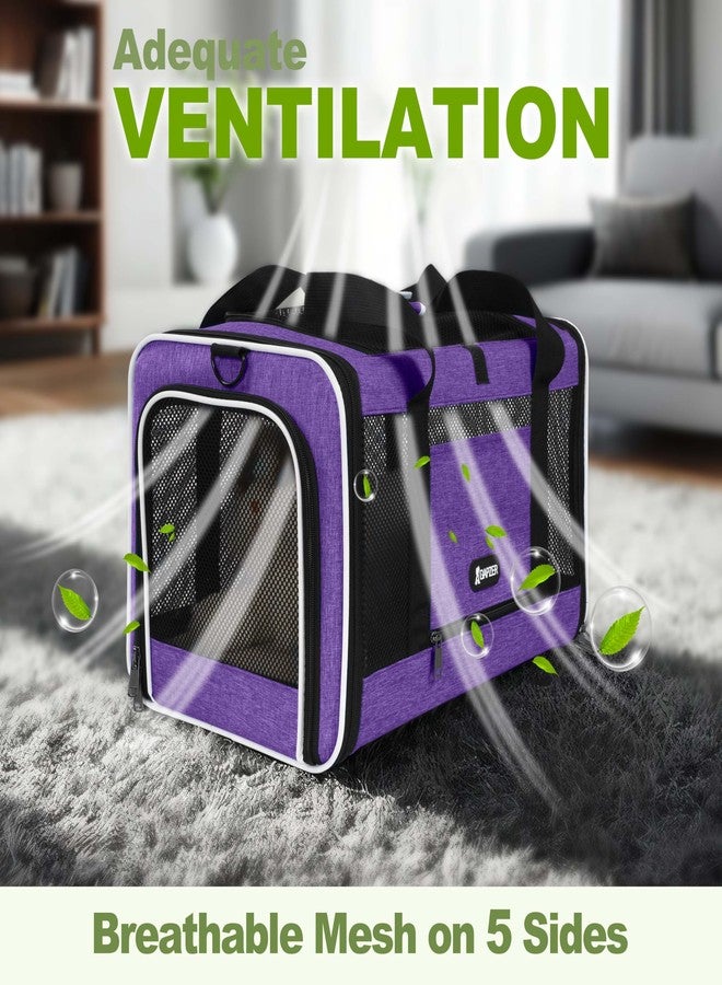 GAPZER Per Carrier for Cat 18x11x11 Inch FAA Complaint, Kitten Taxi Top Load Soft Cloth Bag, Small Animal Portable in Cabin Crate Shih Tzu Dog Kennel Carry Case, 4-Sided-Ventilated Kitty Purse Purple - Image 3
