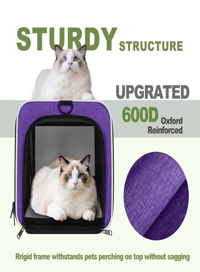GAPZER Per Carrier for Cat 18x11x11 Inch FAA Complaint, Kitten Taxi Top Load Soft Cloth Bag, Small Animal Portable in Cabin Crate Shih Tzu Dog Kennel Carry Case, 4-Sided-Ventilated Kitty Purse Purple - Image 4