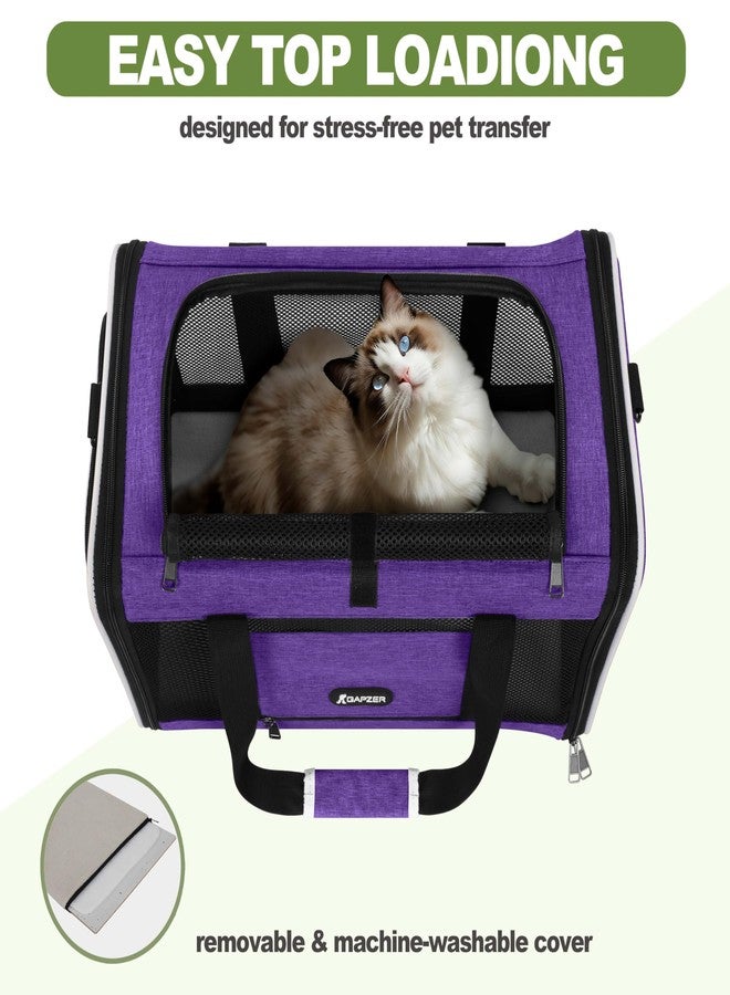 GAPZER Per Carrier for Cat 18x11x11 Inch FAA Complaint, Kitten Taxi Top Load Soft Cloth Bag, Small Animal Portable in Cabin Crate Shih Tzu Dog Kennel Carry Case, 4-Sided-Ventilated Kitty Purse Purple - Image 5