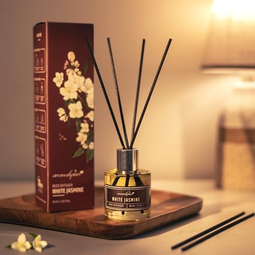 Aromahpure Premium Reed Diffuser Set 60 ML with 4 Fiber Reed Sticks | Jasmine Long Lasting Upto 35 Days | Room Freshener for Bedroom, Washroom, Office | Toxin Free, Aromatherapy, Stress Relief - Image 2