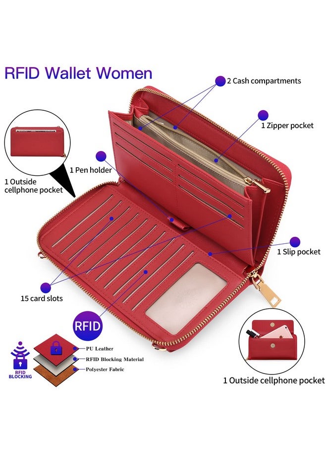 FALAN MULE - Rfid Womens Wallet Purse Wristlet Pu Leather Crossbody Clutch With 2 Straps - Image 1