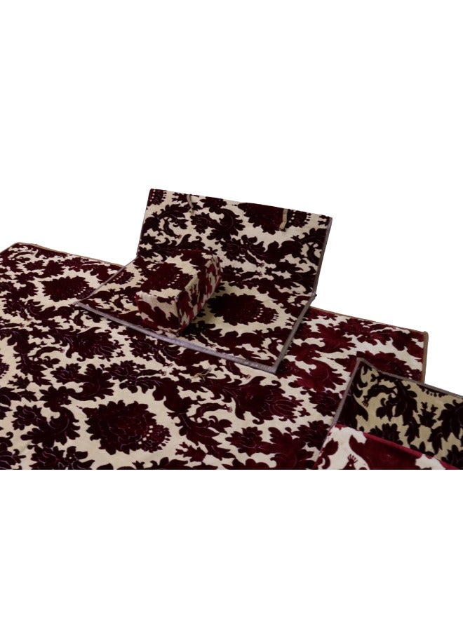 سمارت هوم مجموعة جلوس أرضية تراثية مكونة من 9 قطع مناسبة للسفر والرحلات البرية والحديقة , طقم فرشة تخييم ارضية مع اربع مراكى و 4 كراسي وبساط من القماش عالي الجودة يكفي ل 8 أشخاص (قماش تركي) - Image 5