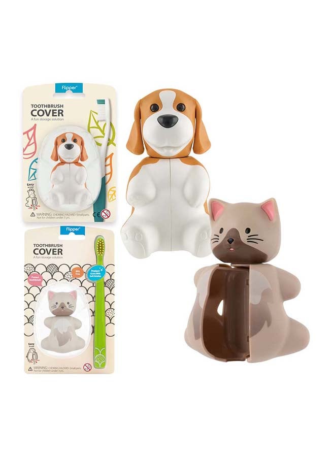 Flipper Pack Of 2 Hygienic Kids Toothbrush Holder With Suction Cups - Image 1