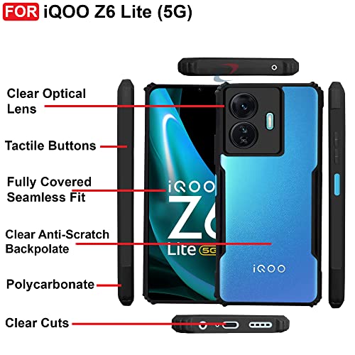 Cedo غطاء خلفي CEDO لجهاز iQOO Z6 Lite (5G) | حماية الكاميرا حافة مضادة للصدمات | حماية كريستالية شفافة 360 درجة TPU+PC | غطاء خلفي شفاف على شكل نسر (أسود) - Image 5