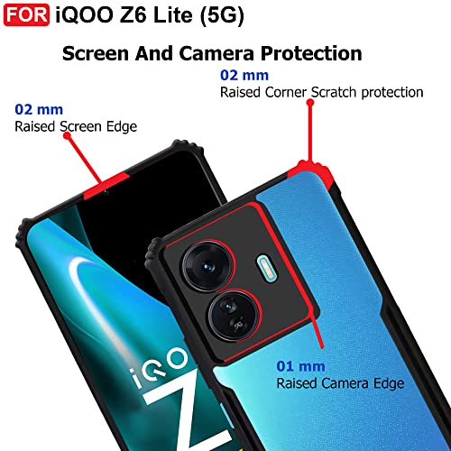Cedo غطاء خلفي CEDO لجهاز iQOO Z6 Lite (5G) | حماية الكاميرا حافة مضادة للصدمات | حماية كريستالية شفافة 360 درجة TPU+PC | غطاء خلفي شفاف على شكل نسر (أسود) - Image 4