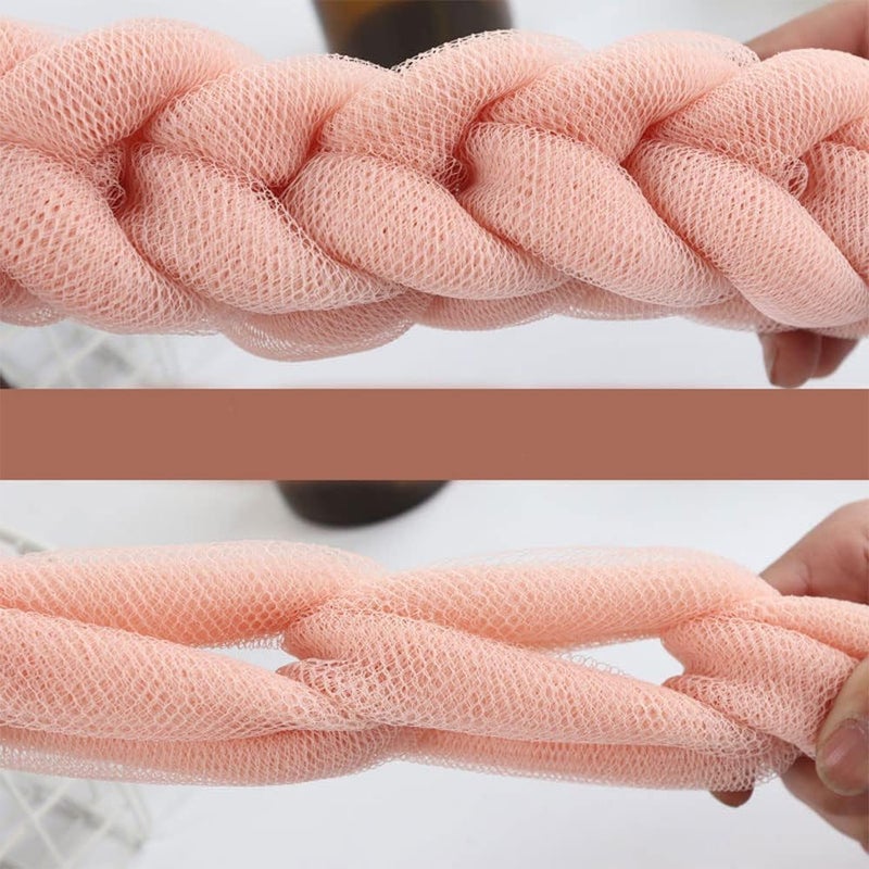 KIRA Mesh Bath Belt Long Bath Loofah Stretchable Braided Mesh Exfoliating Back Scrubber Body Shower Sponge -Random Colors Value Pack best for Men and Women (Pack of 2) - Image 3