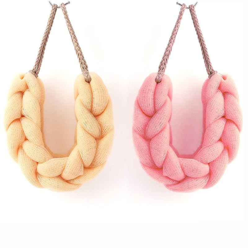 KIRA Mesh Bath Belt Long Bath Loofah Stretchable Braided Mesh Exfoliating Back Scrubber Body Shower Sponge -Random Colors Value Pack best for Men and Women (Pack of 2) - Image 1