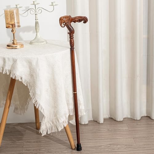 THY COLLECTIBLES Hand Carved Wooden Walking Cane with Ergonomic Handle and Rubber Tip for Men and Women Fashionable Unique Walking Stick for Seniors 37 inch Elephant - Image 5