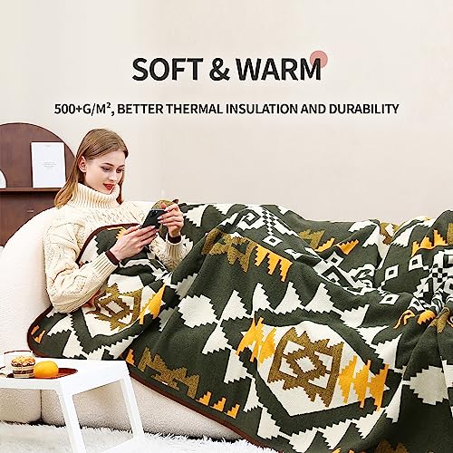 ACUSHLA Merino Wool Camp Blanket - Warm Thick Washable Large Outdoor Camping Sleeping Throw Blanket All Weather Aztec Style 63''X79'' - Image 4