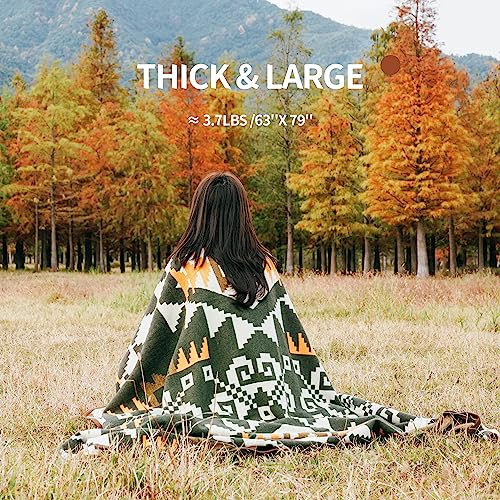 ACUSHLA Merino Wool Camp Blanket - Warm Thick Washable Large Outdoor Camping Sleeping Throw Blanket All Weather Aztec Style 63''X79'' - Image 5