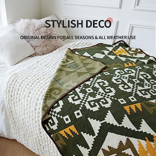 ACUSHLA Merino Wool Camp Blanket - Warm Thick Washable Large Outdoor Camping Sleeping Throw Blanket All Weather Aztec Style 63''X79'' - Image 3