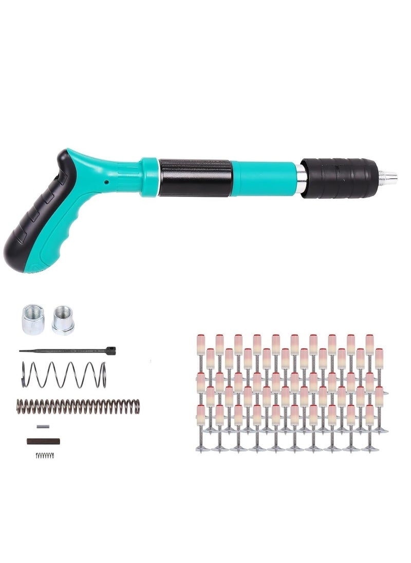 Yougov Yougov 5 Gears Manual Steel Nails Gun Tool with 50 Round Nails Concrete Nail Gun Rivet Tool Portable Manual Silencing Wall Nail Gun for Cement Wall Household Meatalworking  - Image 1