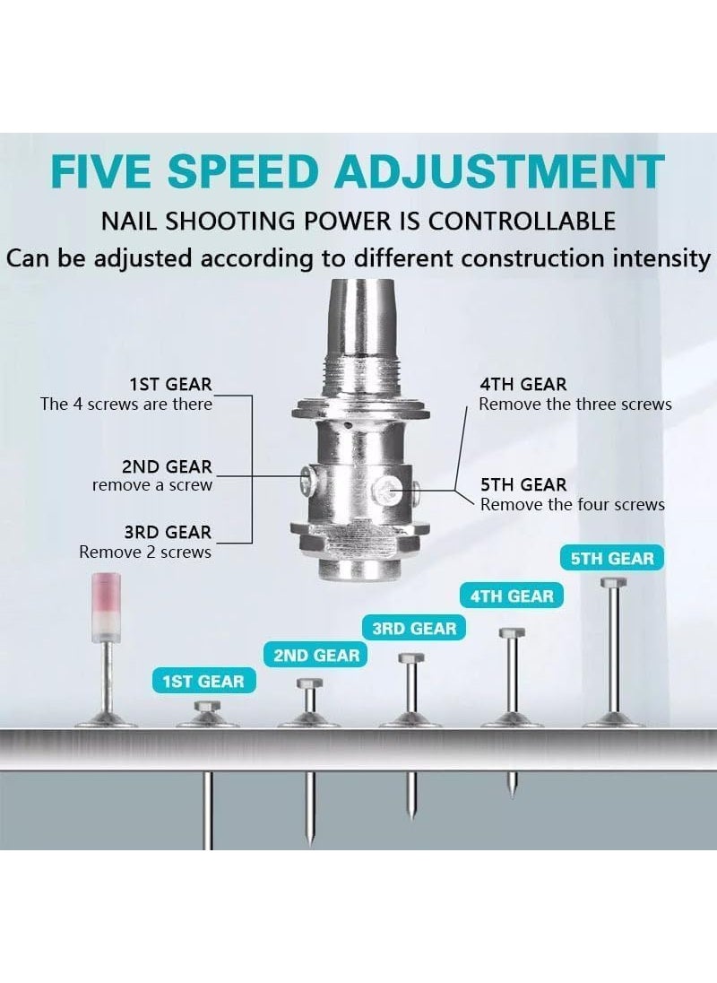Yougov Yougov 5 Gears Manual Steel Nails Gun Tool with 50 Round Nails Concrete Nail Gun Rivet Tool Portable Manual Silencing Wall Nail Gun for Cement Wall Household Meatalworking  - Image 2