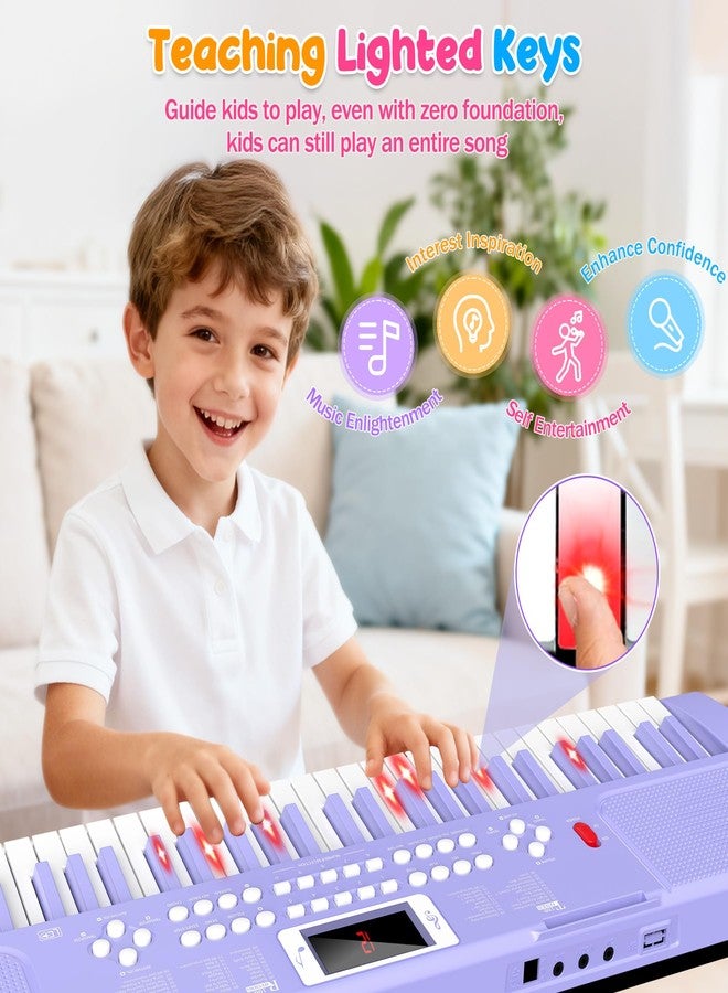 TWFRIC Piano Keyboard, 61 Key Upgrade Kids Pianos Music Toy with Light-up Keys & Pro Teaching Modes, Dual Speaker, 70 Demos,100 Tones, 100 Rhythms Perfect Christmas/Birthday Gift for Kids (Purple) - Image 4